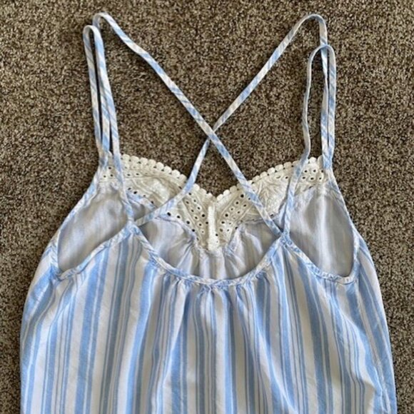 CUTE Light Blue White Striped Babydoll Nightie Slip Dress S/M - Picture 13 of 16